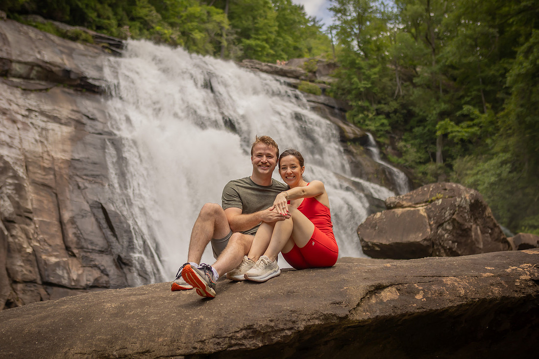 Waterfall Engagement Photos | Surprise Proposal Photographer in NC