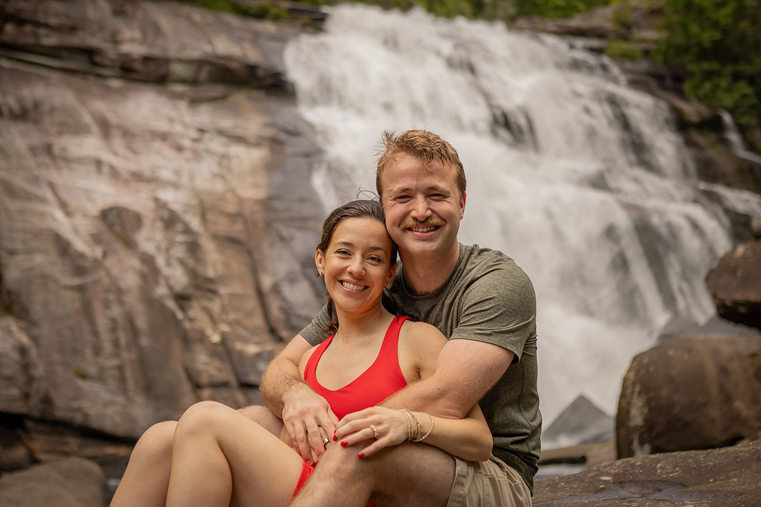 Waterfall Engagement Photos | Surprise Proposal Photographer in NC