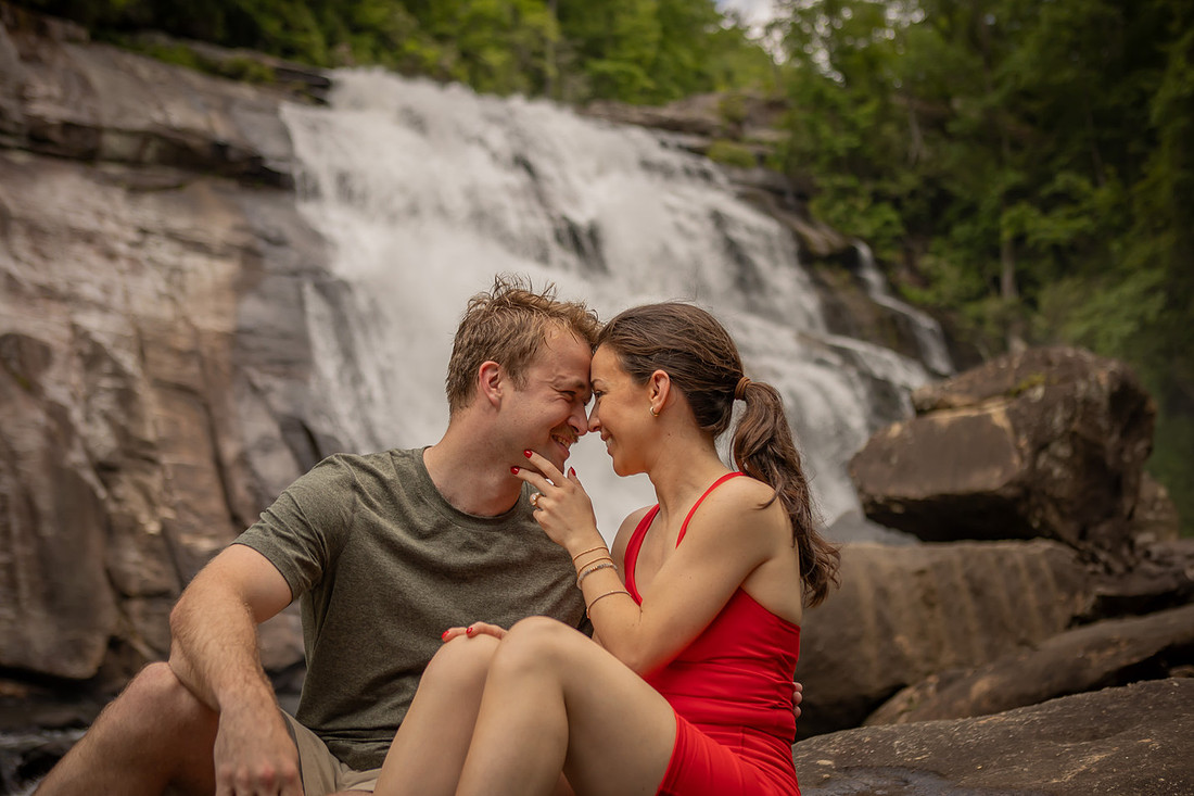 Waterfall Engagement Photos | Surprise Proposal Photographer in NC