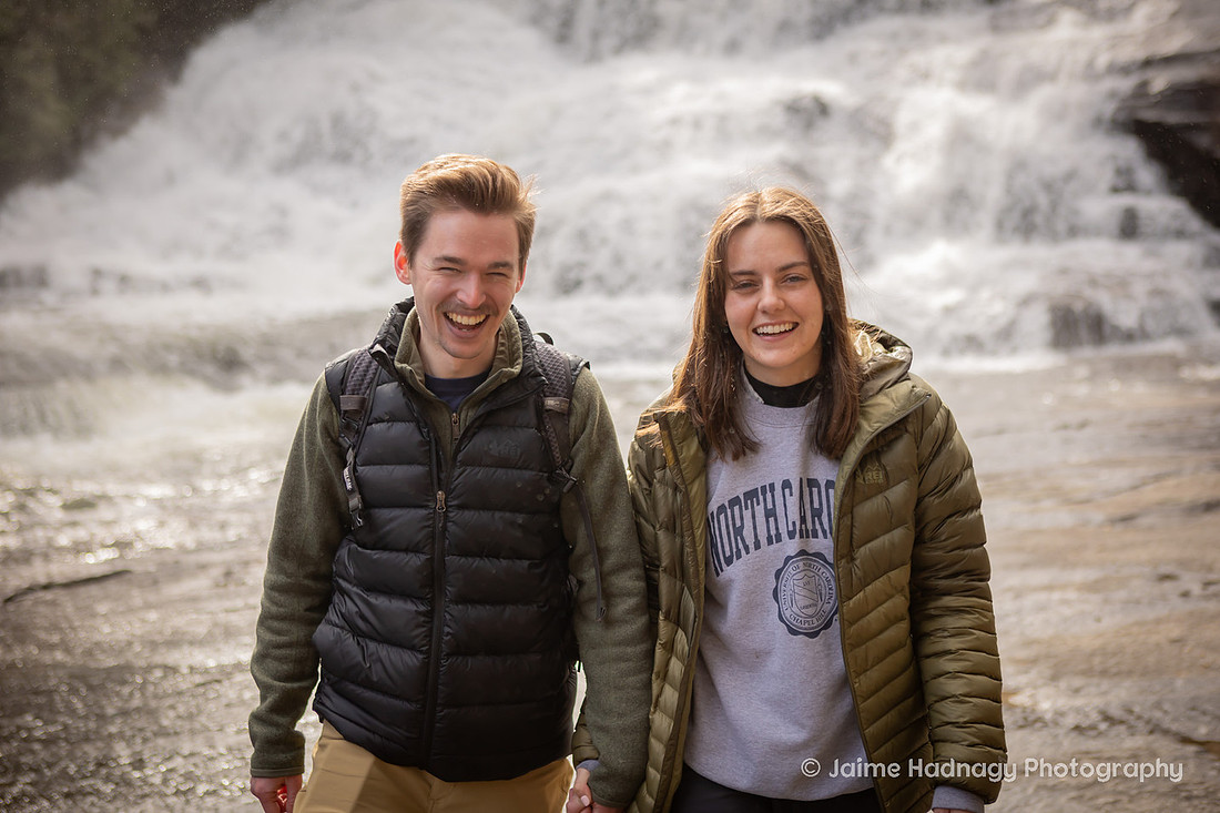 Engagement Photos by Triple Falls in Dupont | Asheville Proposal Photographer