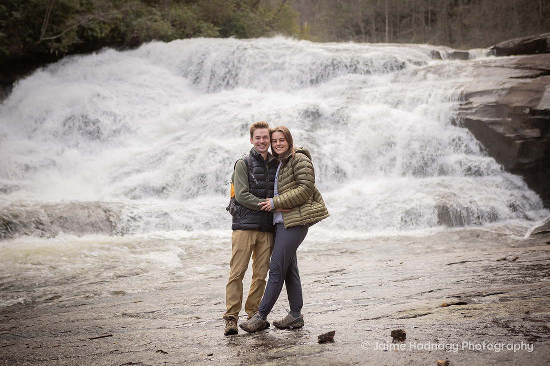 Engagement Photos by Triple Falls in Dupont | Asheville Proposal Photographer
