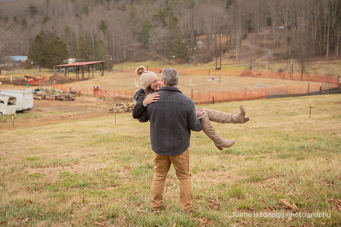 Engagement Session with Dogs and Horse Pony | Asheville Animal Proposal Photographer 