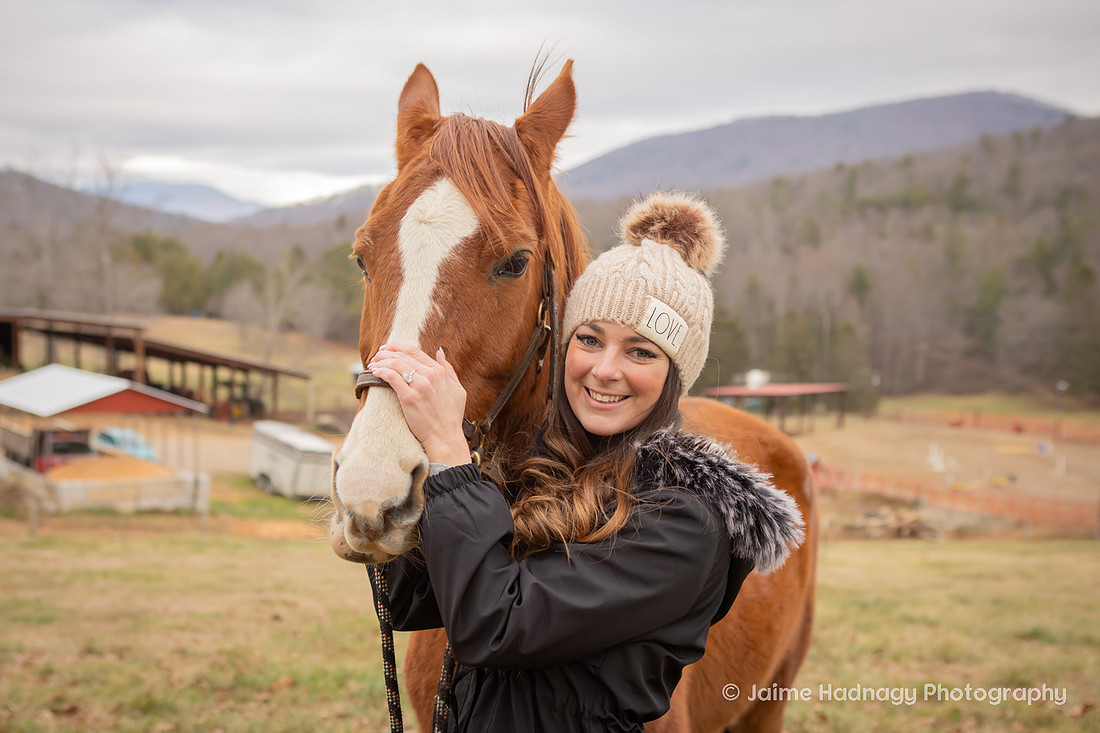 Engagement Session with Dogs and Horse Pony | Asheville Animal Proposal Photographer 