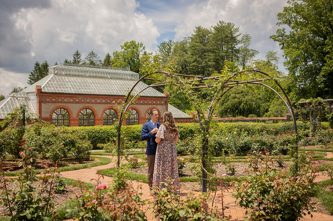 Proposal at the Rose Garden of the Biltmore Estate | Asheville Engagement Photographer