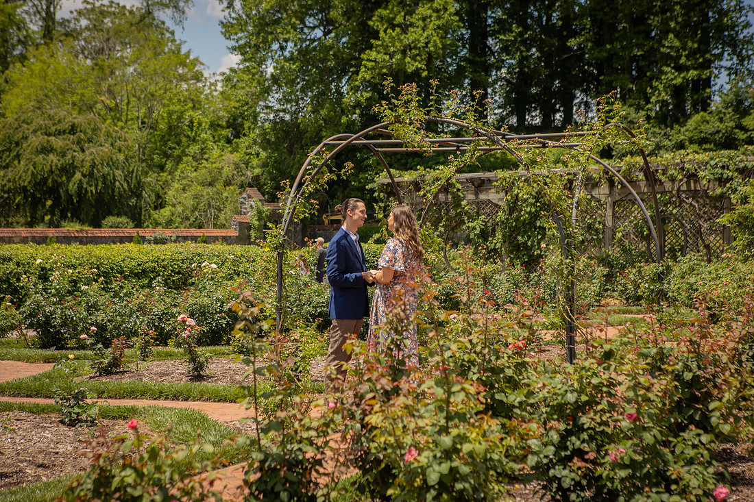 Proposal at the Rose Garden of the Biltmore Estate | Asheville Engagement Photographer