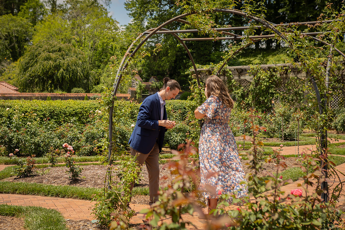 Proposal at the Rose Garden of the Biltmore Estate | Asheville Engagement Photographer