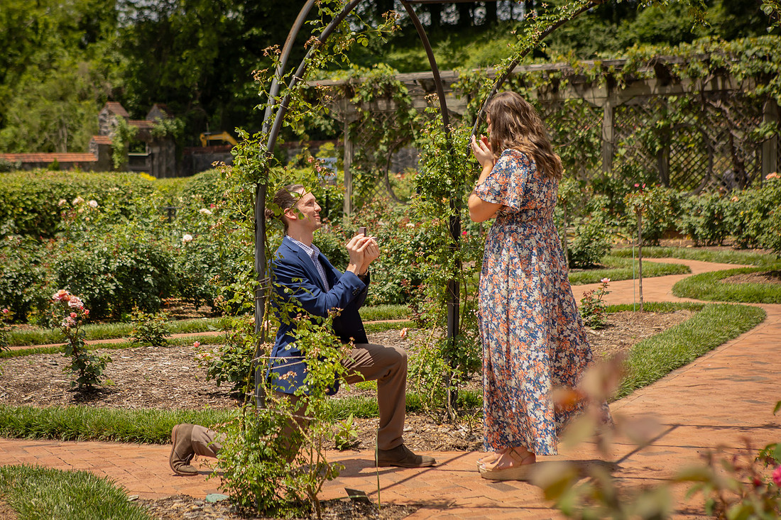 Proposal at the Rose Garden of the Biltmore Estate | Asheville Engagement Photographer