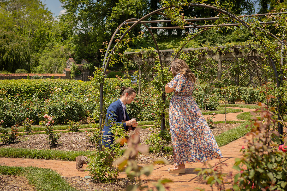 Proposal at the Rose Garden of the Biltmore Estate | Asheville Engagement Photographer