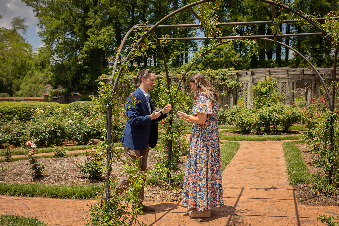 Proposal at the Rose Garden of the Biltmore Estate | Asheville Engagement Photographer