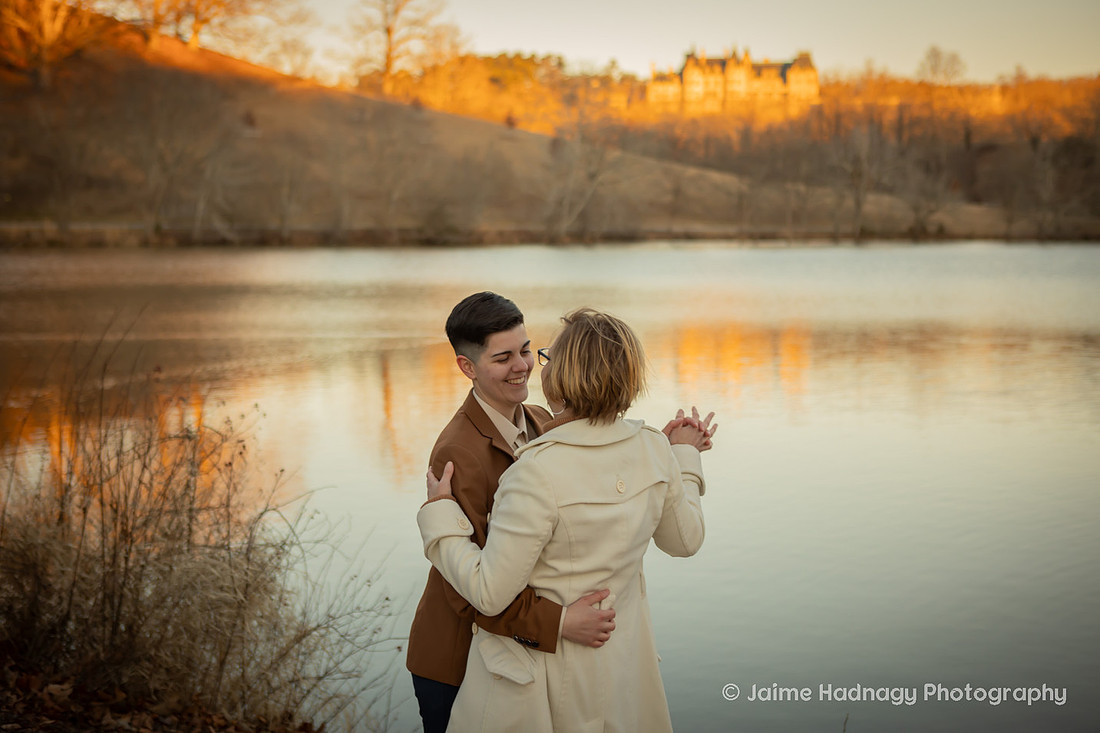 Engagement at the Biltmore Estate Lagoon | Asheville Proposal Photographer
