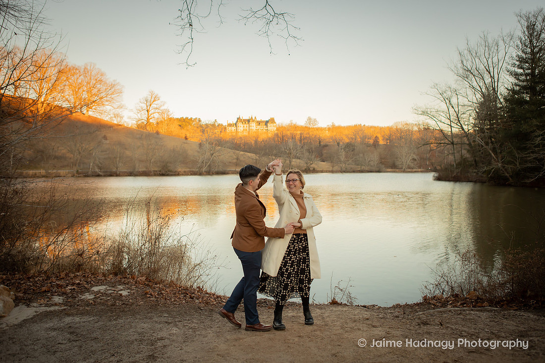 Engagement at the Biltmore Estate Lagoon | Asheville Proposal Photographer