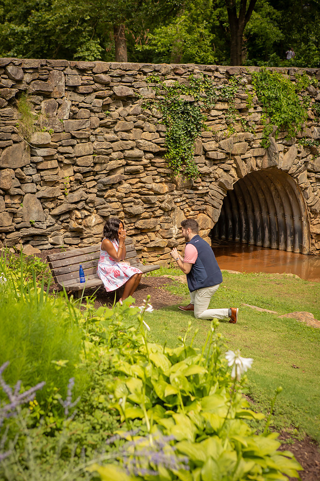 Proposal at Falls Park in Greenville SC | Engagement Photographer