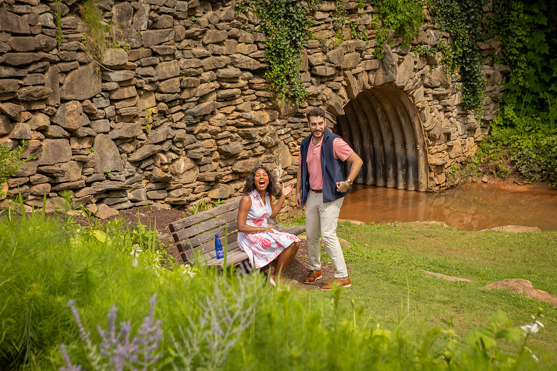 Proposal at Falls Park in Greenville SC | Engagement Photographer