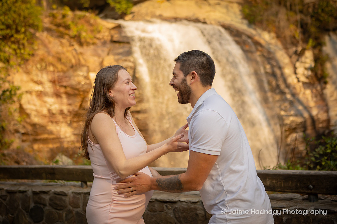Looking Glass Falls Waterfall Maternity Photos | Asheville Pregnancy Photographer