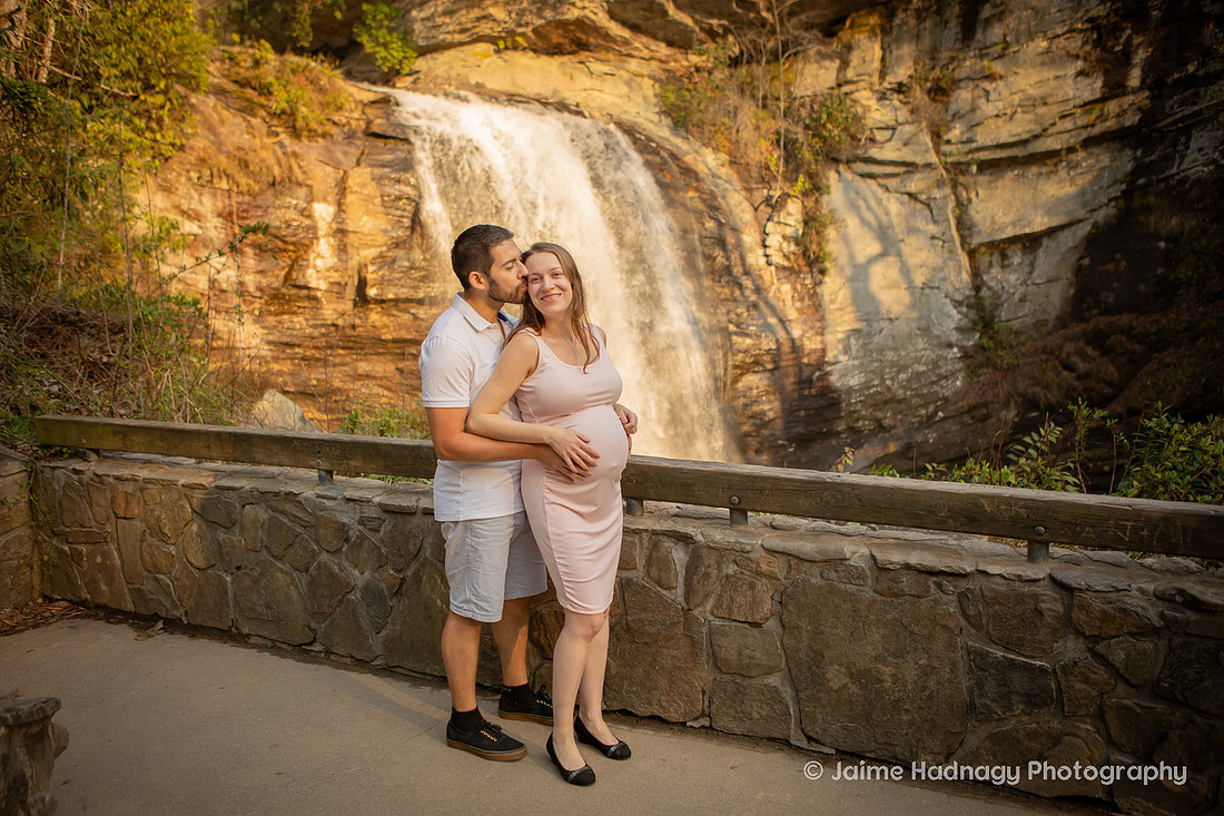 Looking Glass Falls Waterfall Maternity Photos | Asheville Pregnancy Photographer
