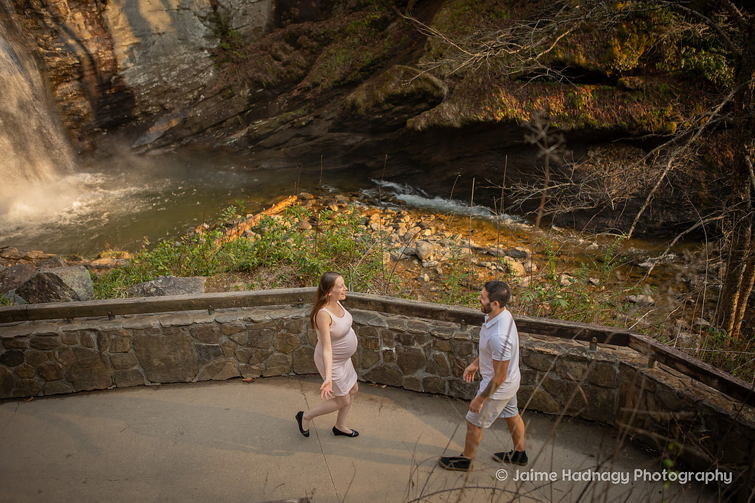 Looking Glass Falls Waterfall Maternity Photos | Asheville Pregnancy Photographer