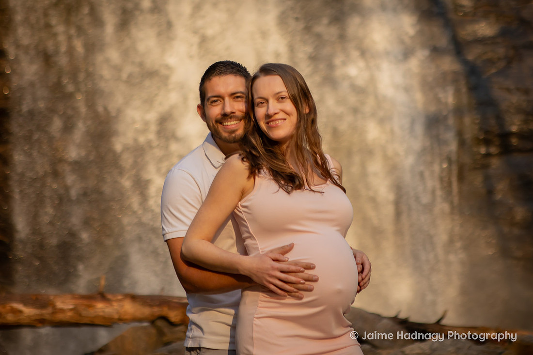 Looking Glass Falls Waterfall Maternity Photos | Asheville Pregnancy Photographer