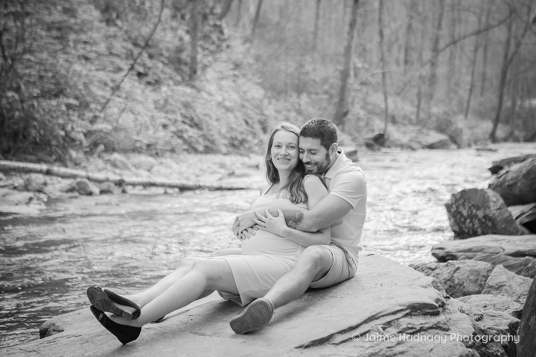 Looking Glass Falls Waterfall Maternity Photos | Asheville Pregnancy Photographer