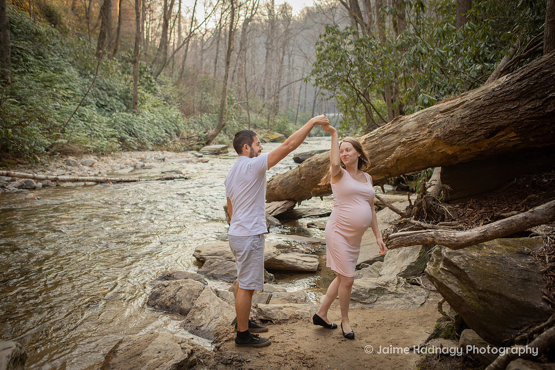 Couples Maternity Photos at Looking Glass Falls in Western NC | Asheville Photographer