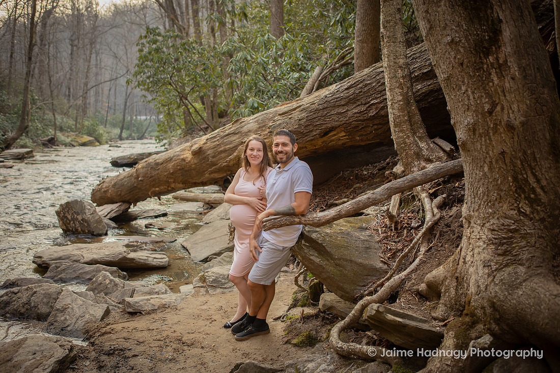 Couples Maternity Photos at Looking Glass Falls in Western NC | Asheville Photographer