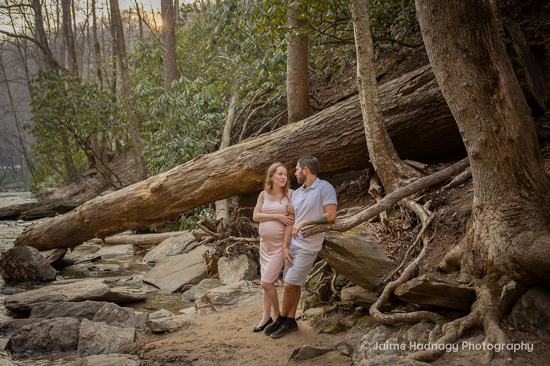 Couples Maternity Photos at Looking Glass Falls in Western NC | Asheville Photographer