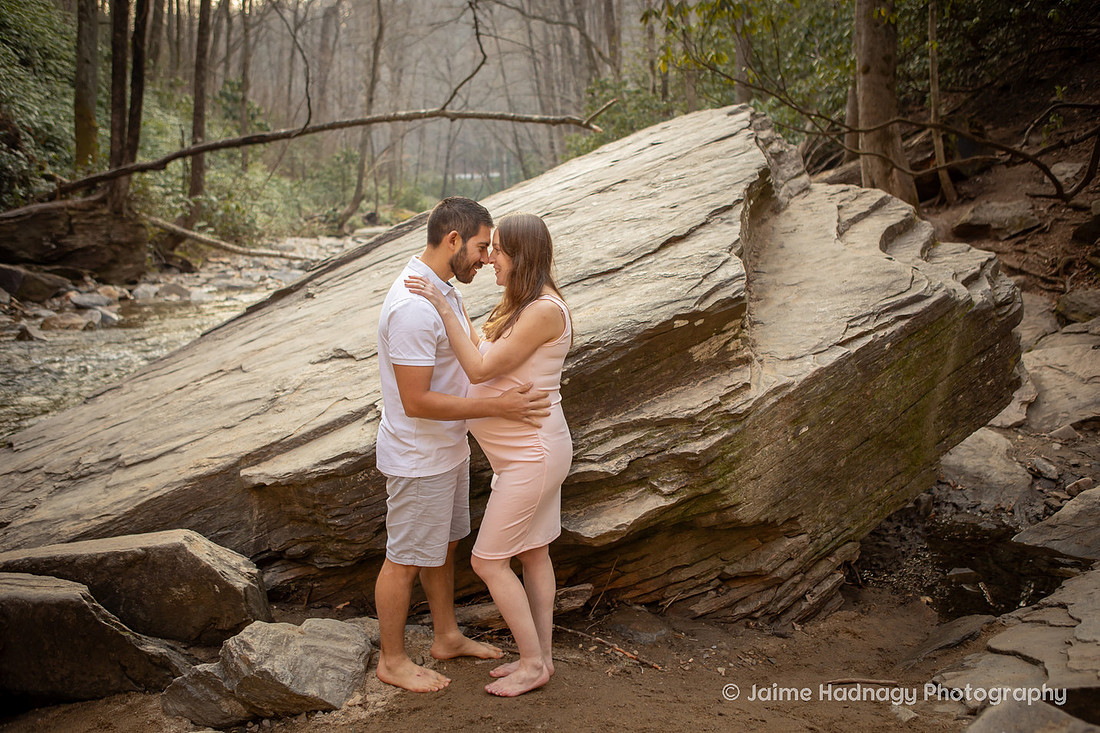 Couples Maternity Photos at Looking Glass Falls in Western NC | Asheville Photographer