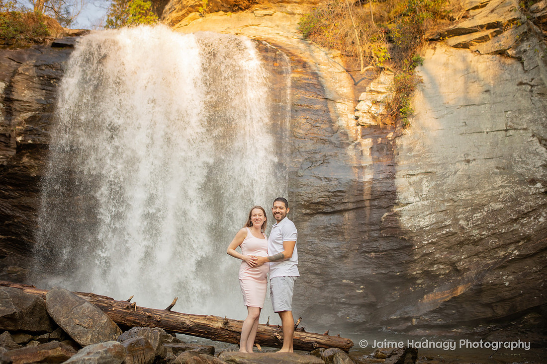 Couples Maternity Photos at Looking Glass Falls in Western NC | Asheville Photographer