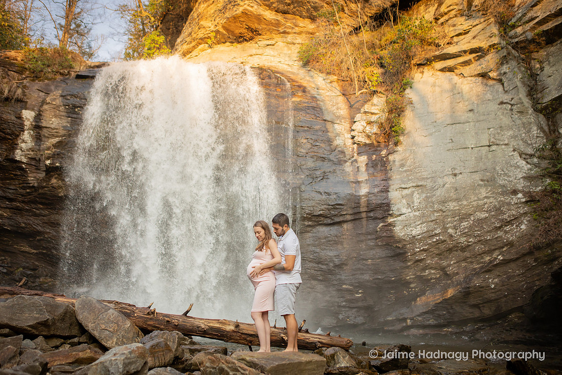 Couples Maternity Photos at Looking Glass Falls in Western NC | Asheville Photographer