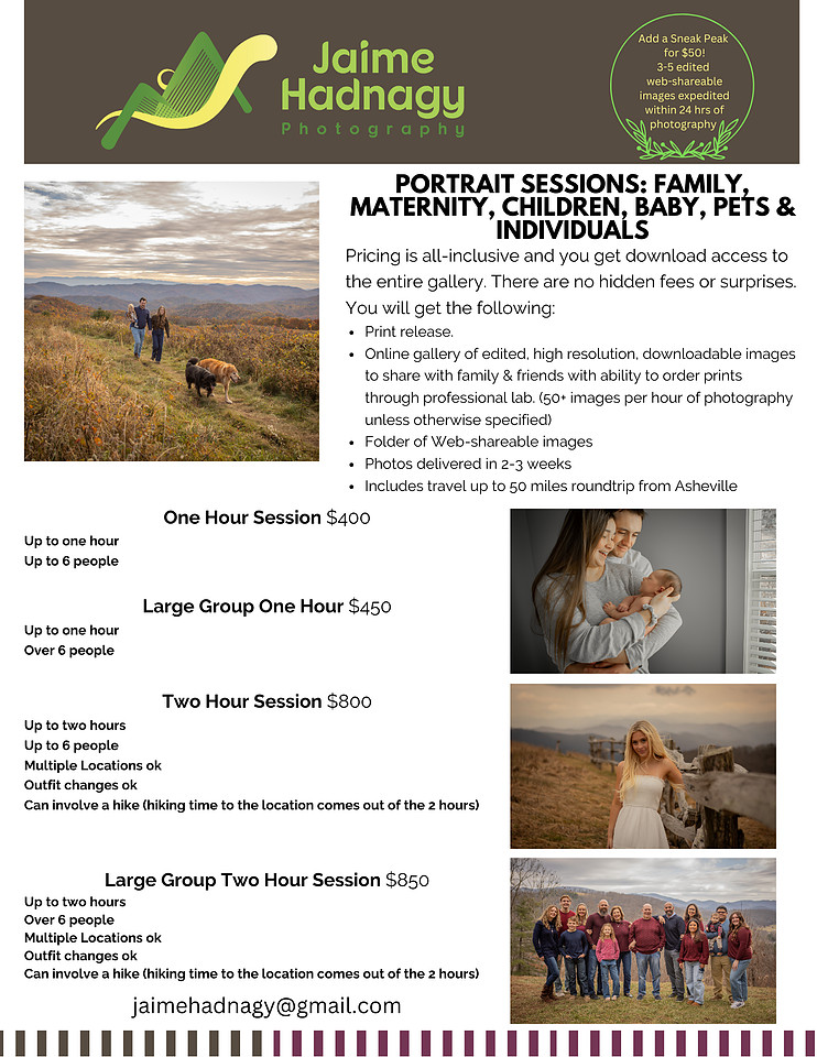 Family Photography Pricing Asheville Photographer