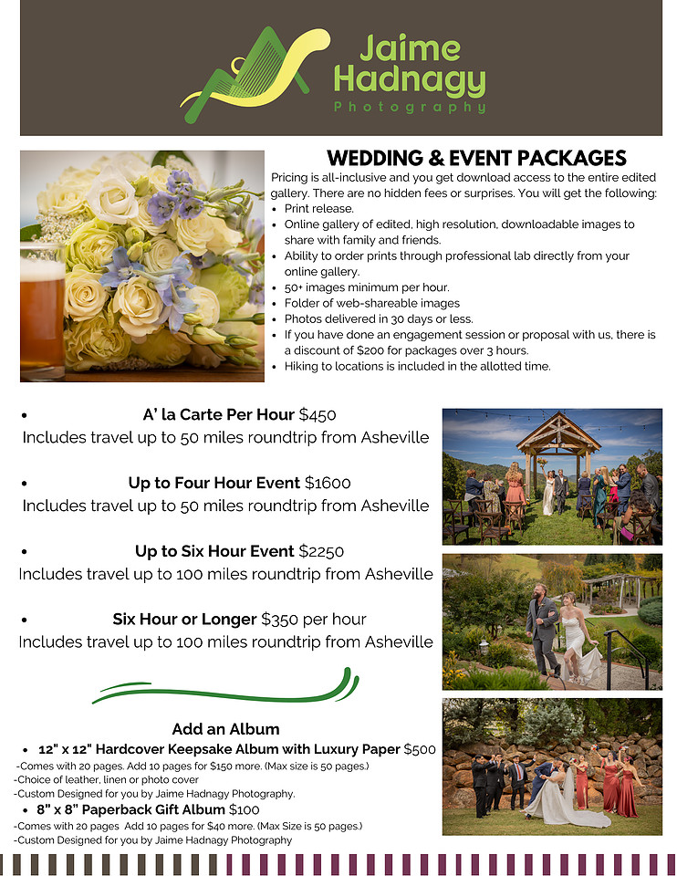 Wedding Packages and Photography Pricing