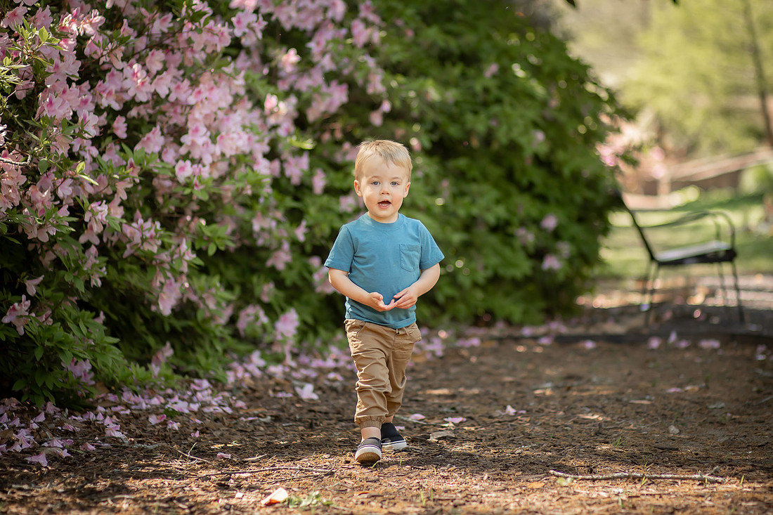 Outdoor Family Photos with Toddler and Newborn