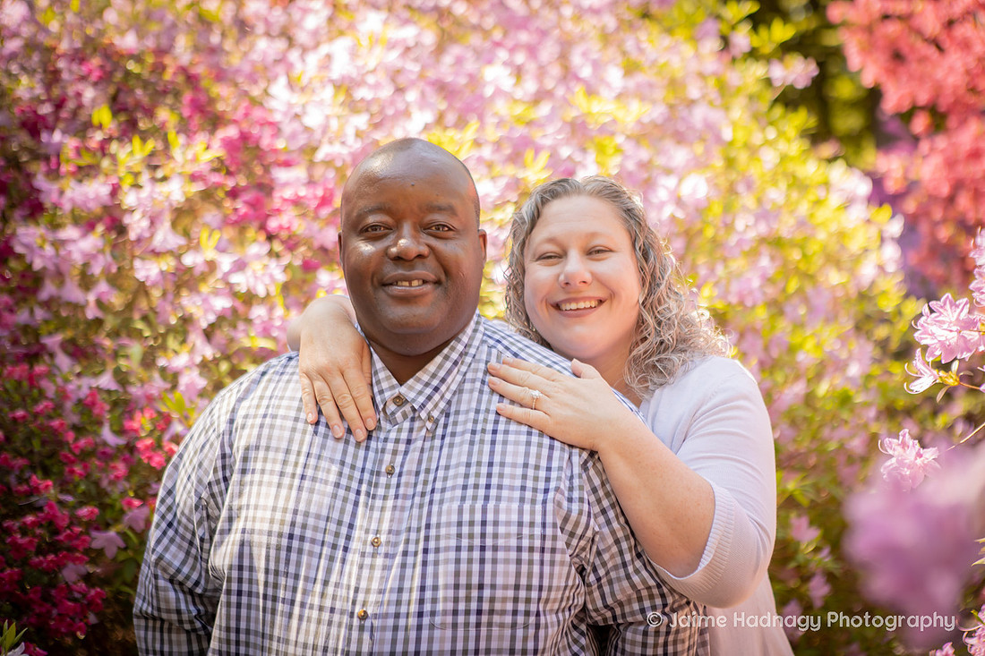 Couples Photos at the Biltmore with Azaleas IN Bloom