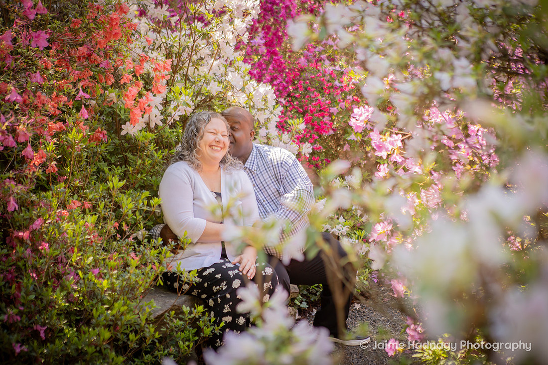 Couples Photos at the Biltmore with Azaleas IN Bloom