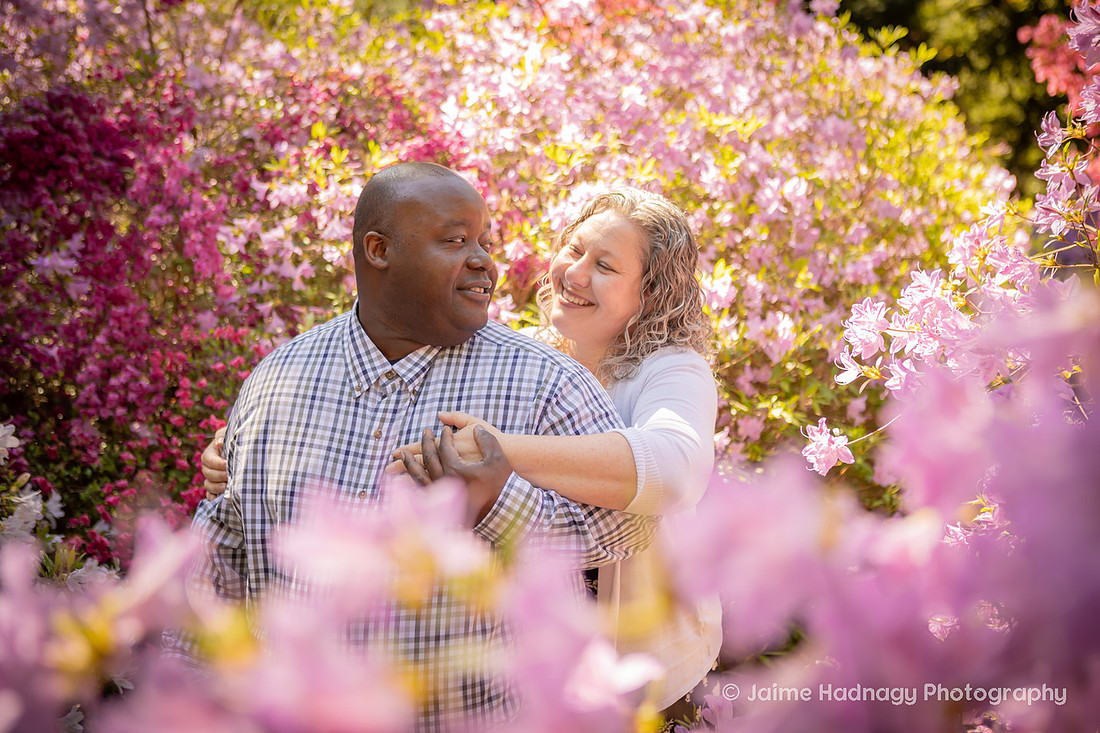 Couples Photos at the Biltmore with Azaleas IN Bloom