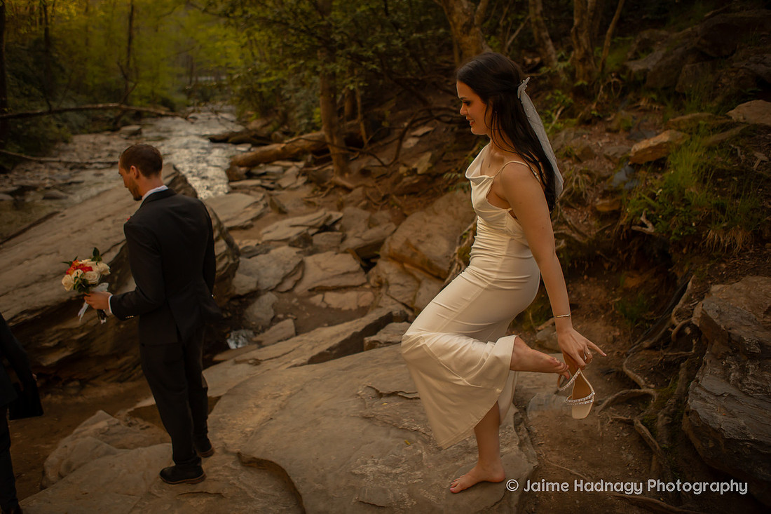 Waterfall Elopement Photography Western NC