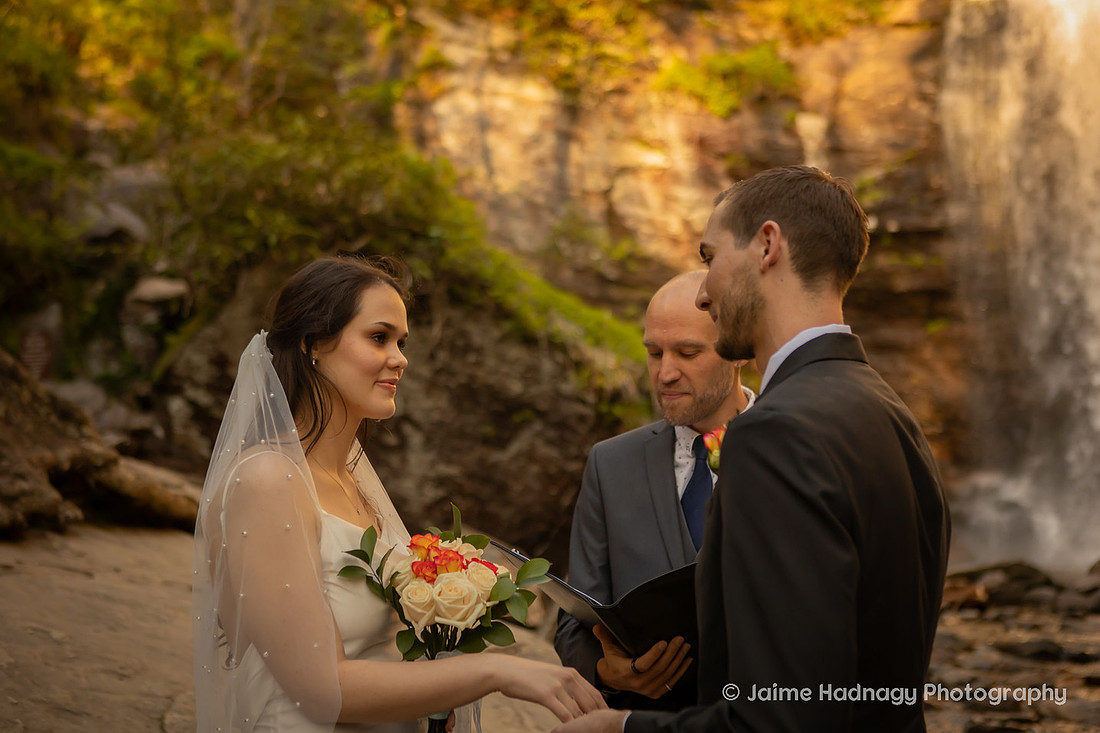 Elopement Ceremony at Looking Glass Falls | Asheville Wedding Photographer
