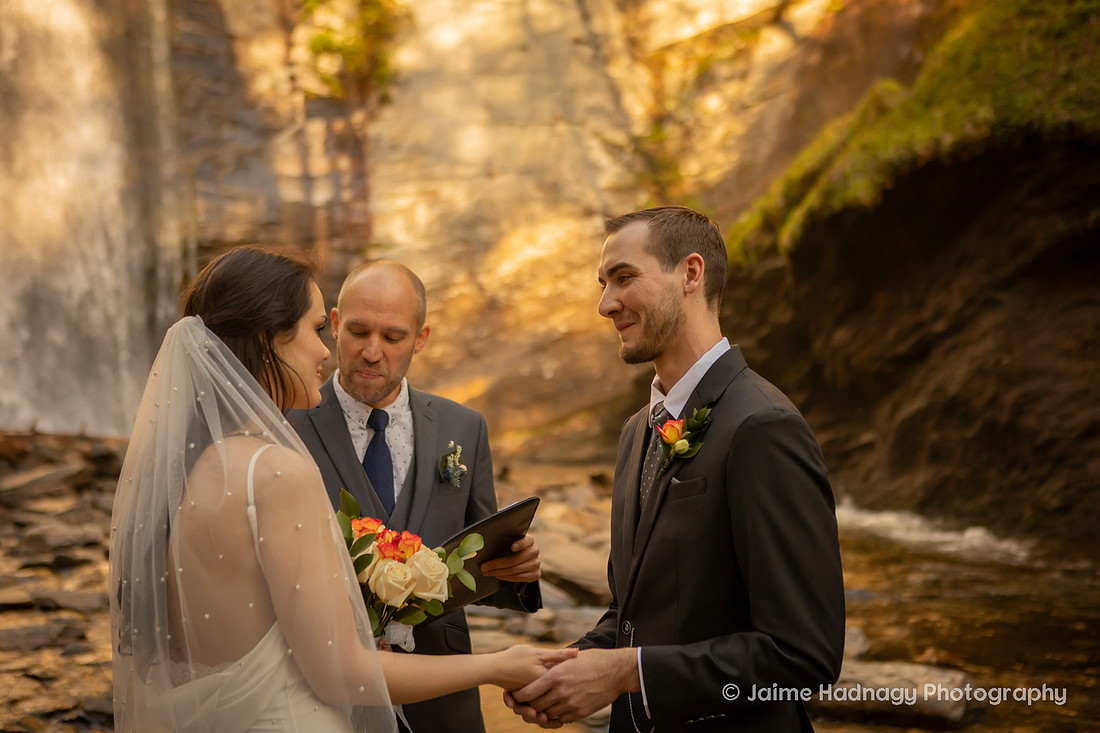 Elopement Ceremony at Looking Glass Falls | Asheville Wedding Photographer