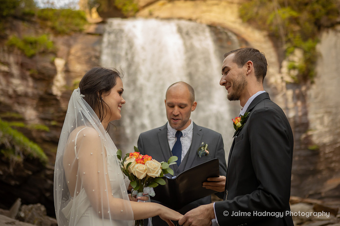 Elopement Ceremony at Looking Glass Falls | Asheville Wedding Photographer