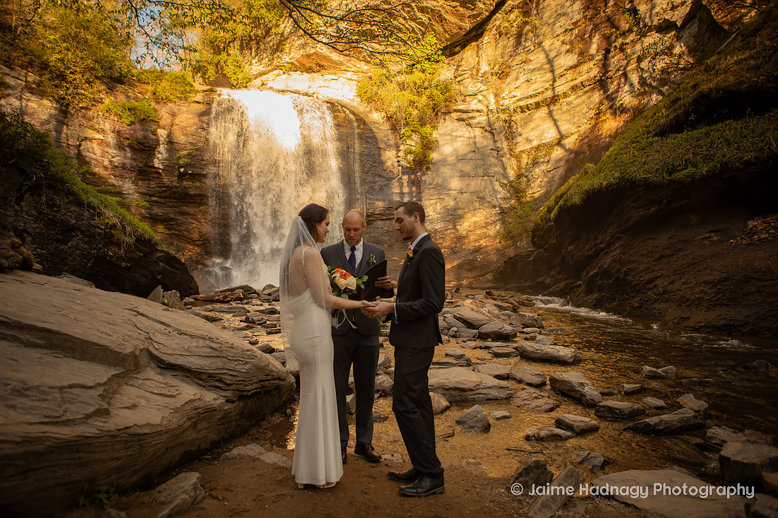 Elopement Ceremony at Looking Glass Falls | Asheville Wedding Photographer