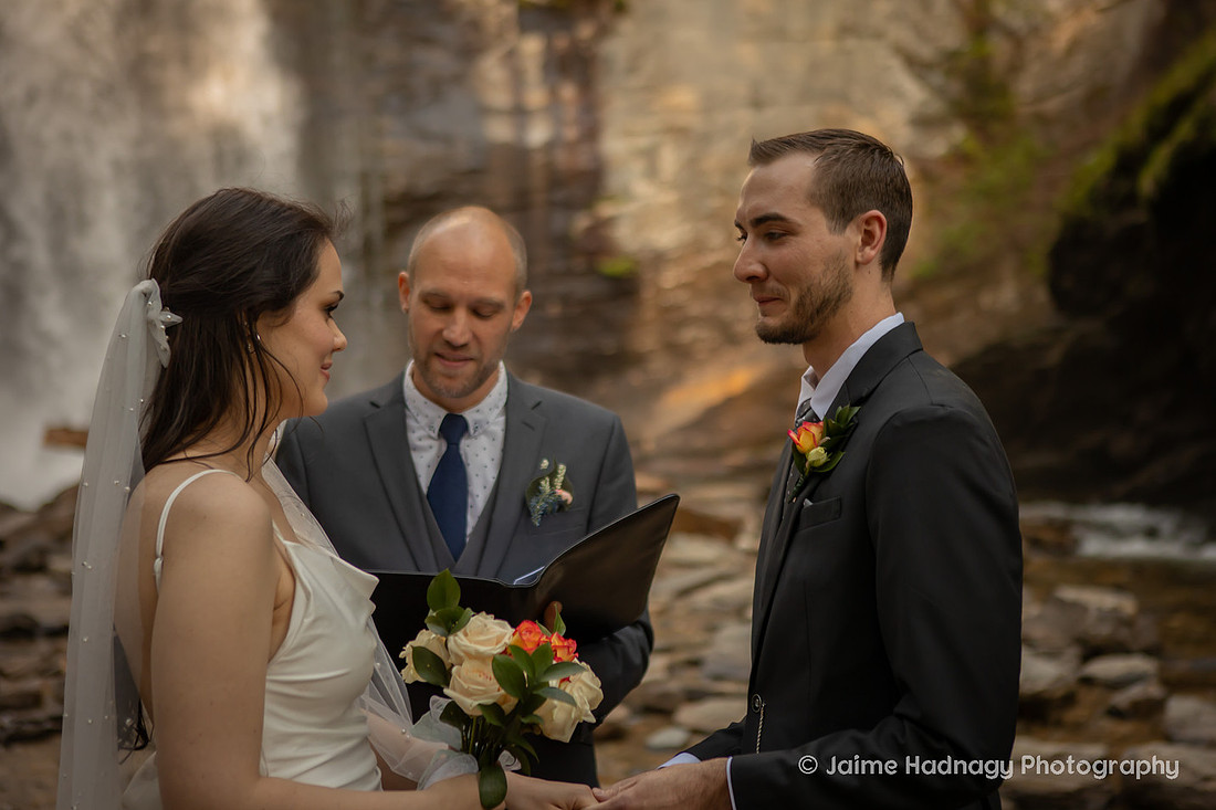 Elopement Ceremony at Looking Glass Falls | Asheville Wedding Photographer