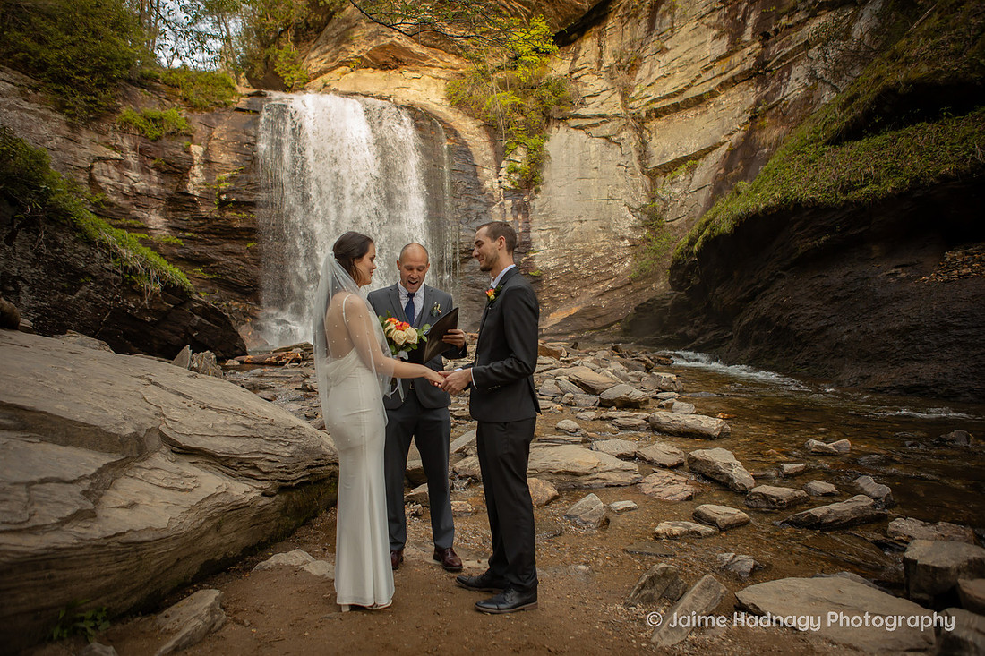 Elopement Ceremony at Looking Glass Falls | Asheville Wedding Photographer