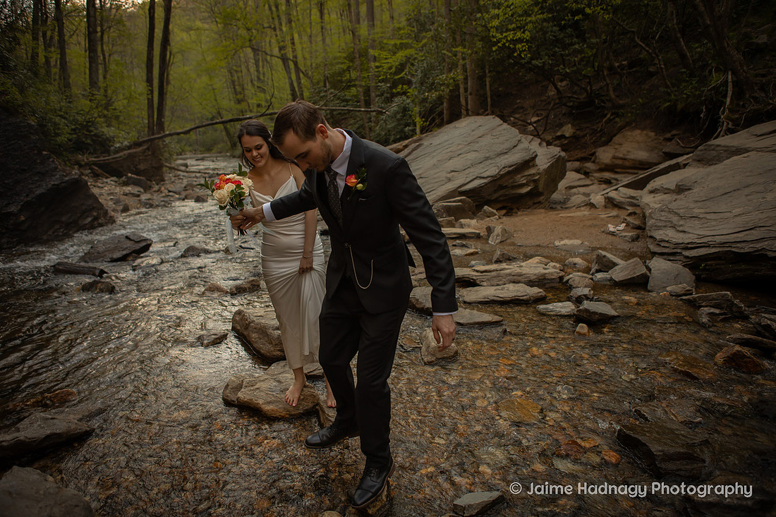 Waterfall Elopement Near Asheville | Wedding Photographer