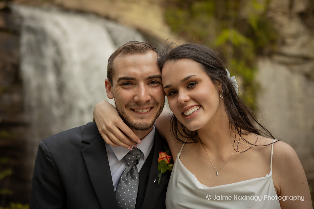 Nature Adventure Elopement Photography at a Waterfall