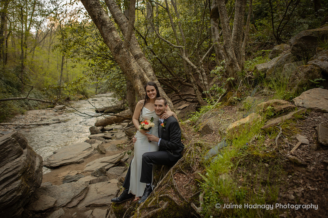 Nature Adventure Elopement Photography at a Waterfall