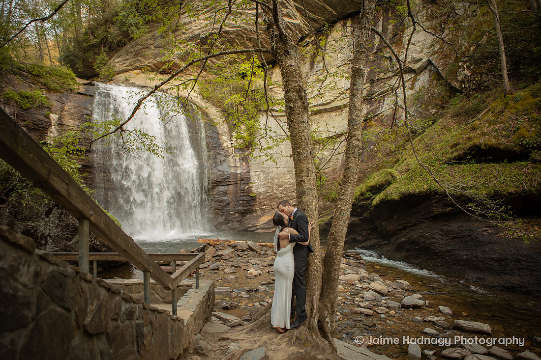 Nature Adventure Elopement Photography at a Waterfall