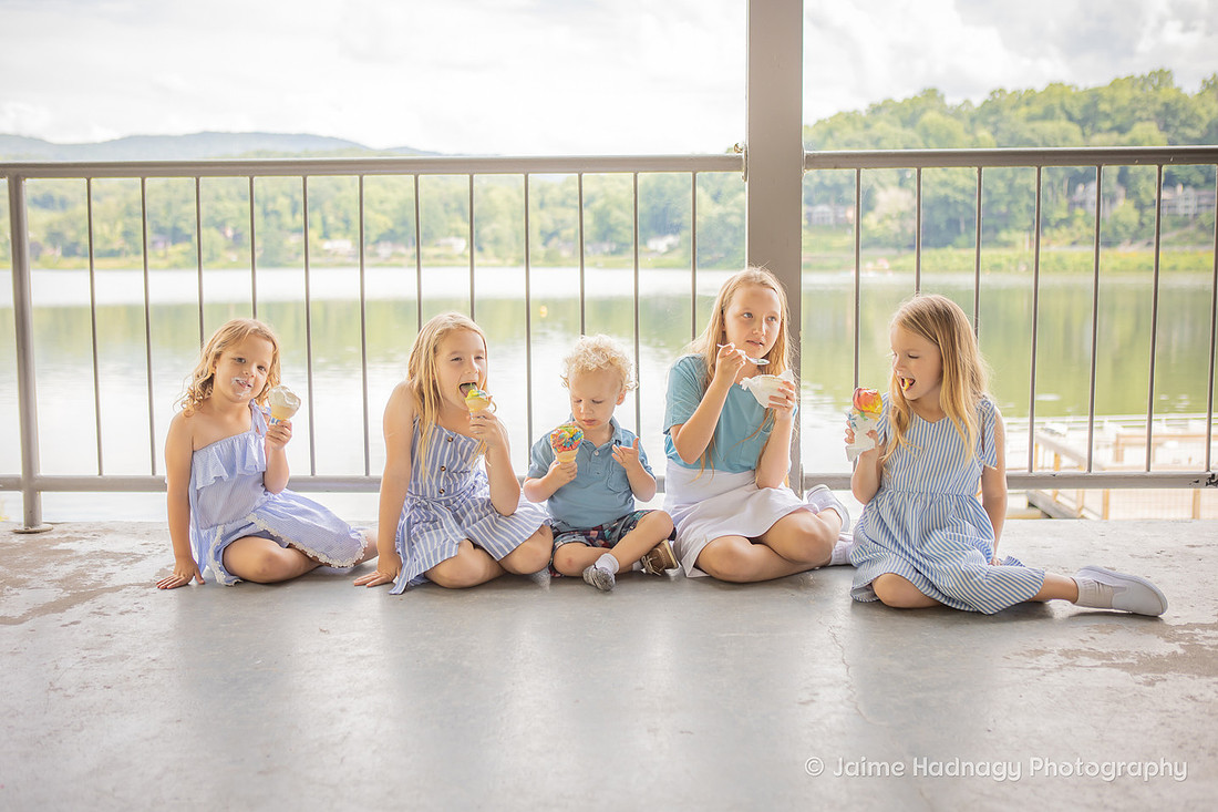 Kids having an ice cream party at Lake Junaluska