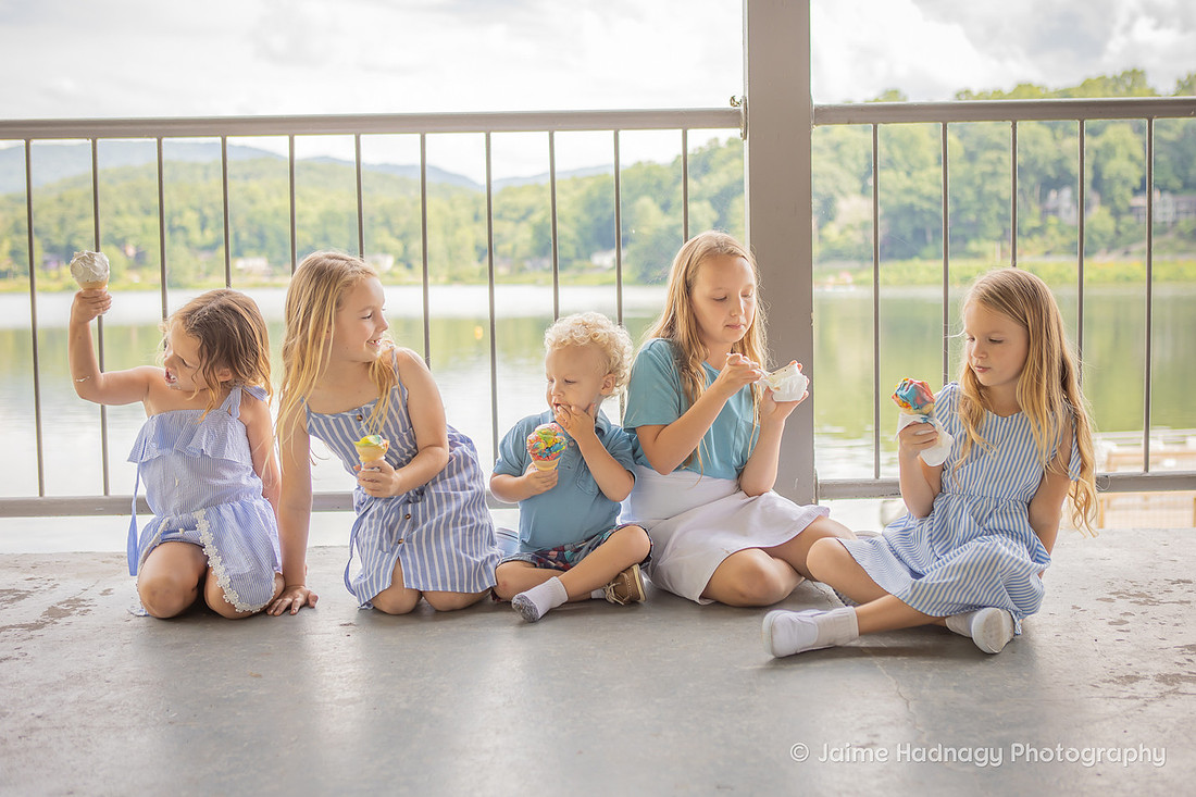 Kids having an ice cream party at Lake Junaluska