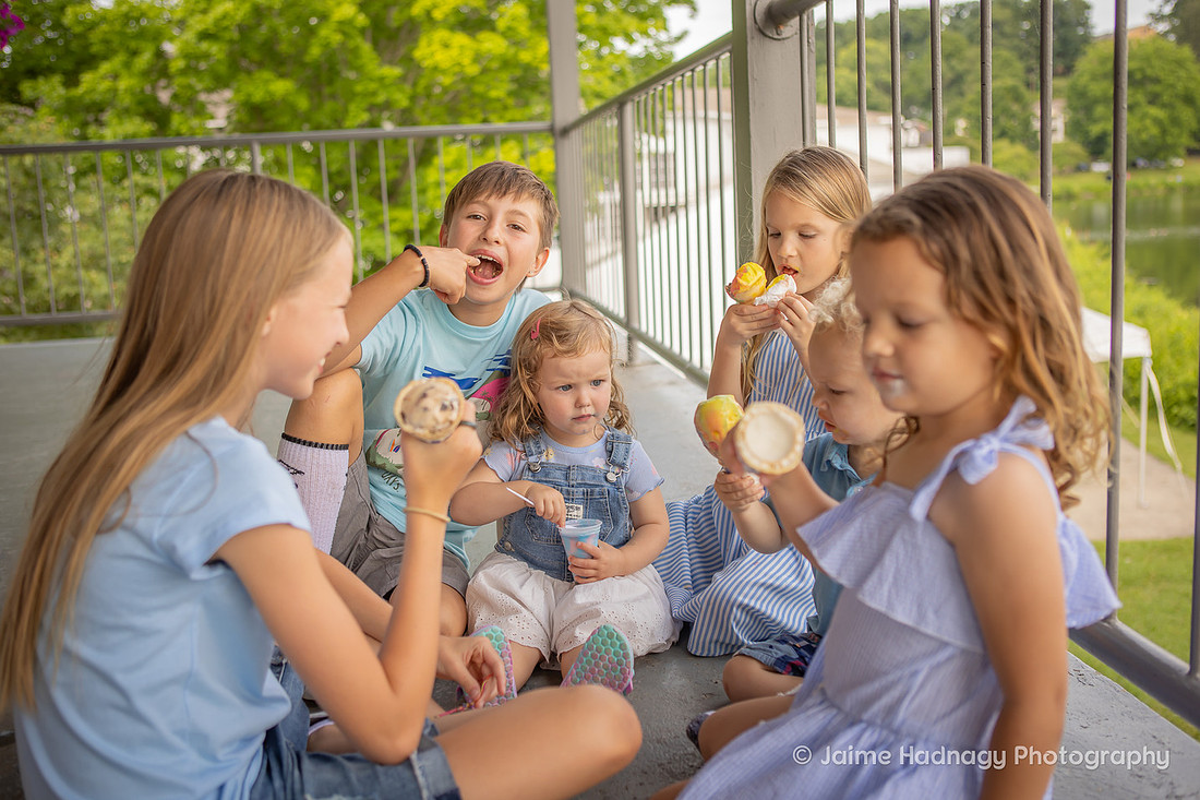 Kids having an ice cream party at Lake Junaluska