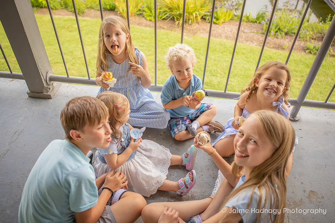 Kids having an ice cream party at Lake Junaluska