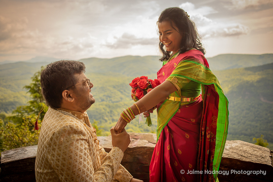 Beautiful Indian Small Wedding Ceremony on Blue Ridge Parkway | North Carolina Elopement Photographer
